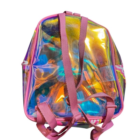H&M Iridescent Backpack Small Pink Barbie Clear Girls - Picture 3 of 5